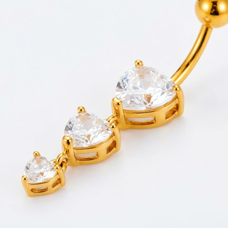 Piercing con tre cuori pendenti in Acciaio Chirurgico 316L - Piercing per ombelico