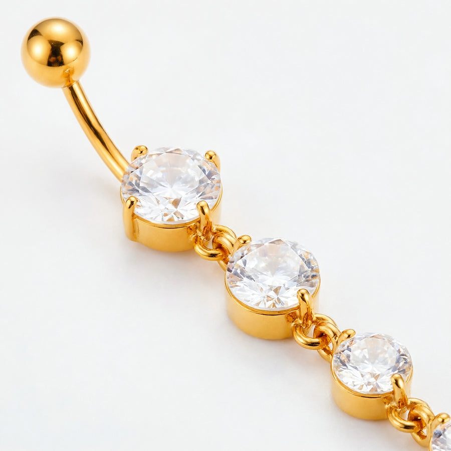 Piercing con quattro zirconi pendenti in Acciaio Chirurgico 316L- Piercing per ombelico