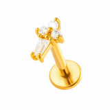 Barretta con zirconi in Acciaio Chirurgico 316L - Piercing per orecchio