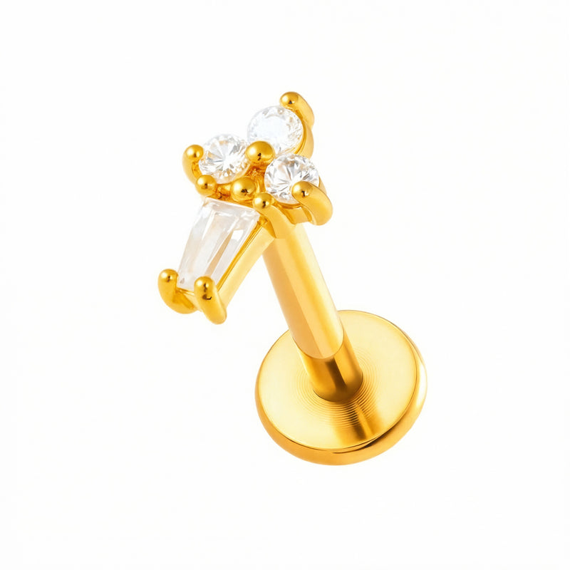 Barretta con zirconi in Acciaio Chirurgico 316L - Piercing per orecchio