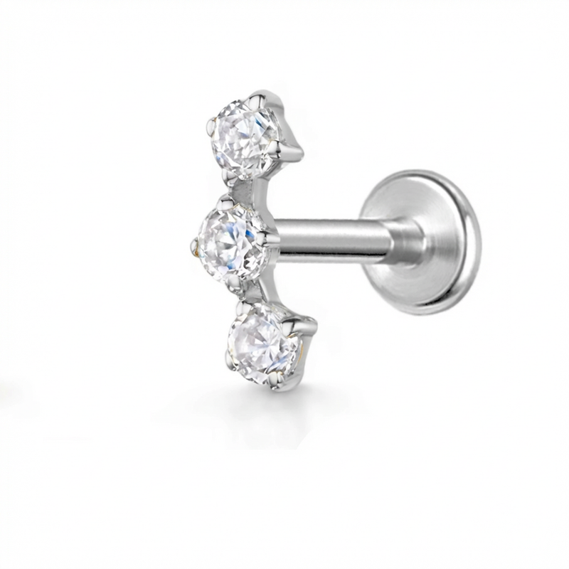 Piercing con zirconi in Titanio G23- Piercing per Lobo, helix, forward helix, conch, flat, tragus