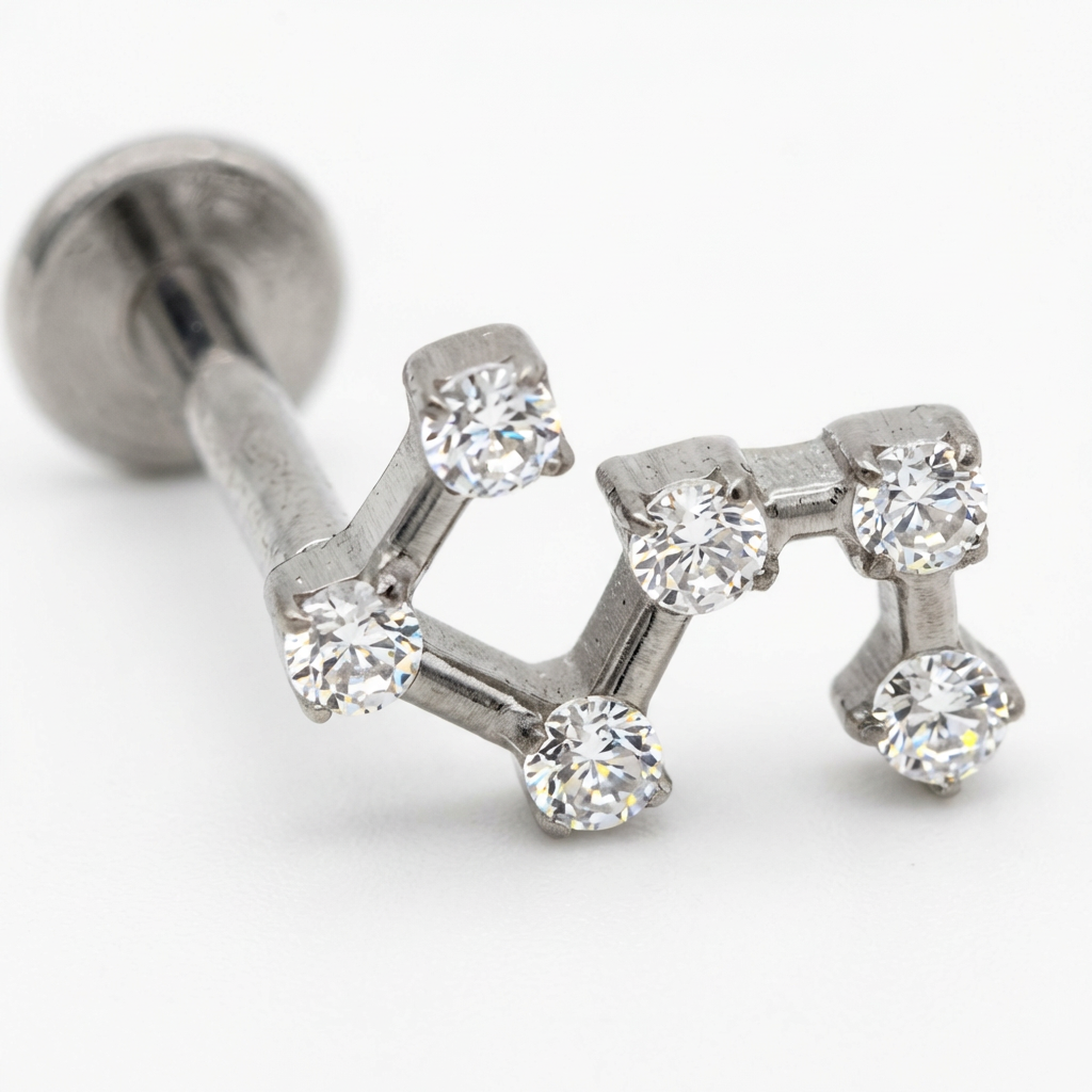 Piercing con zirconi in Titanio G23- Piercing per Lobo, helix, forward helix, conch, flat, tragus