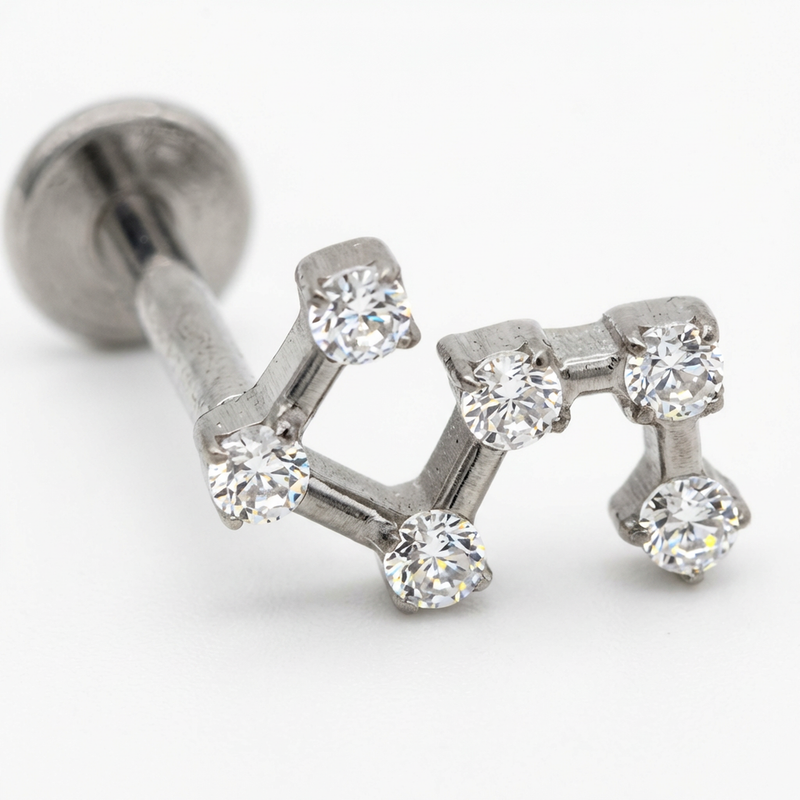 Piercing con zirconi in Titanio G23- Piercing per Lobo, helix, forward helix, conch, flat, tragus