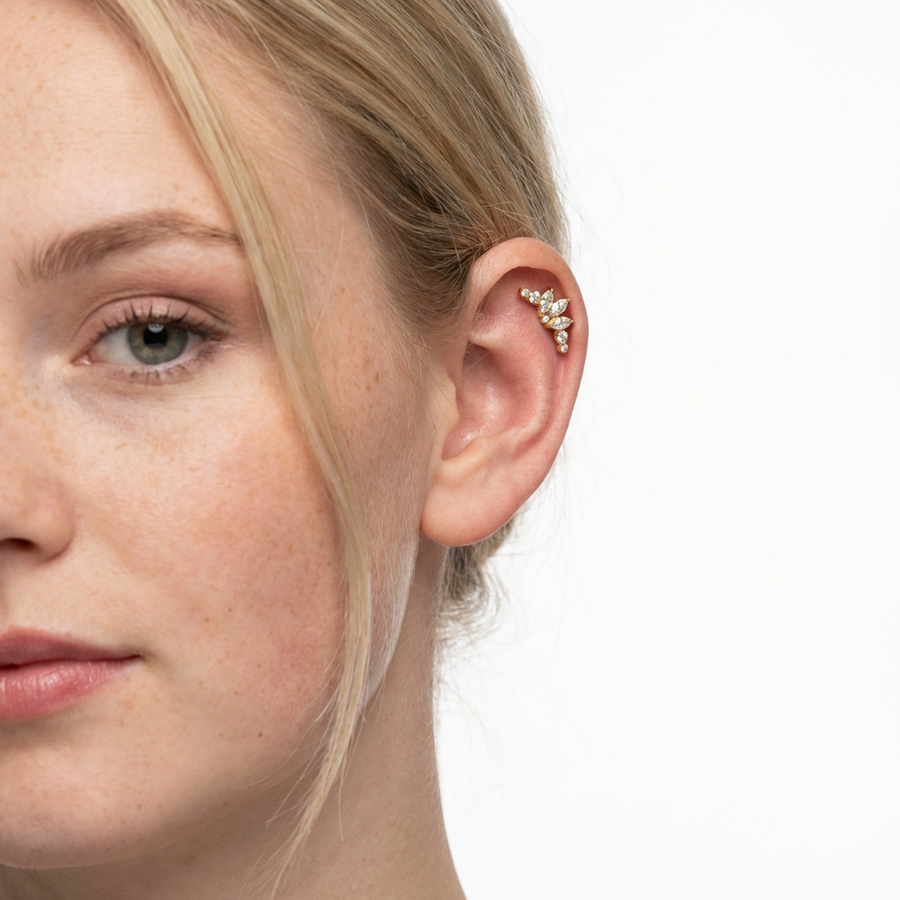 Piercing con zirconi in Titanio G23- Piercing per Lobo, helix, forward helix, conch, flat, tragus