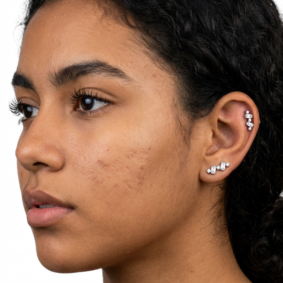 Piercing con zirconi in Titanio G23- Piercing per Lobo, helix, forward helix, conch, flat, tragus
