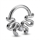 Piercing con serpentini e zircone Titanio G23 - Piercing per Lobo, helix, daith, septum