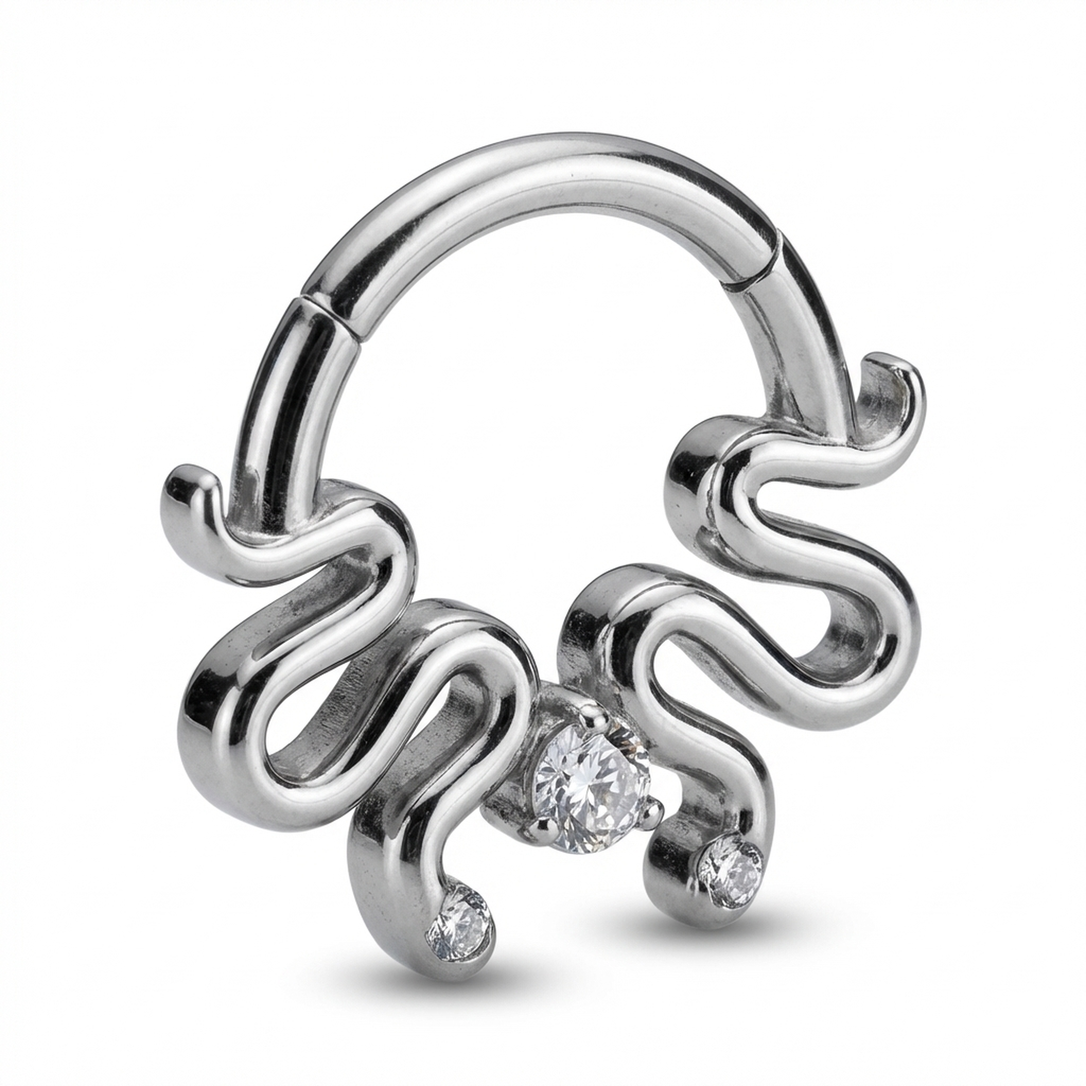 Piercing con serpentini e zircone Titanio G23 - Piercing per Lobo, helix, daith, septum