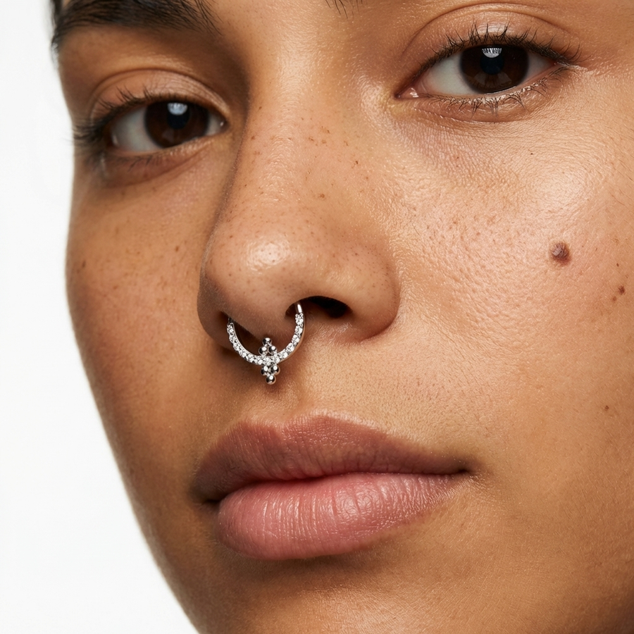 Piercing con zirconi e palline in Titanio G23 - Piercing per Lobo, helix, daith, septum