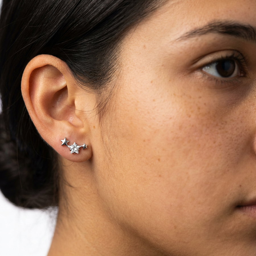 Piercing con stelline in Titanio G23- Piercing per Lobo, helix, forward helix, conch, flat, tragus