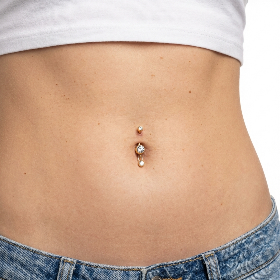 Piercing con zirconi in Titanio G23 - Piercing per ombelico