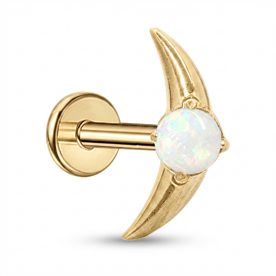 Piercing con mezza luna e sfera in Titanio G23- Piercing per Lobo, helix, forward helix, conch, flat, tragus