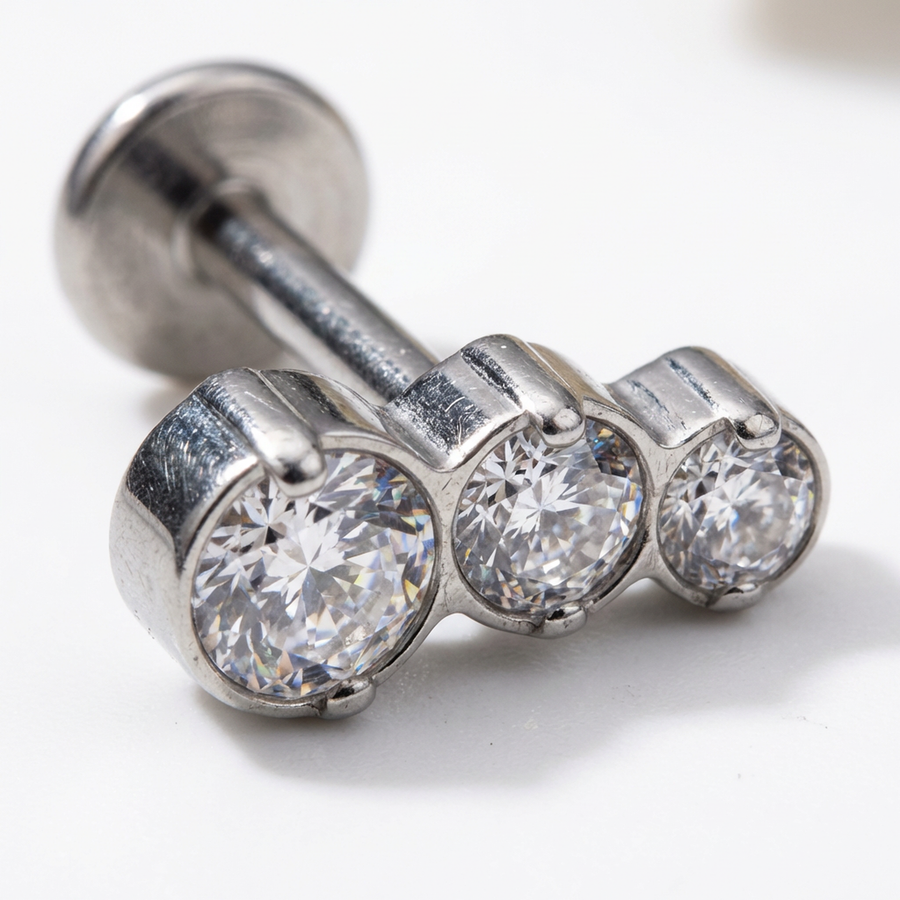 Piercing con zirconi in Titanio G23- Piercing per Lobo, helix, forward helix, conch, flat, tragus