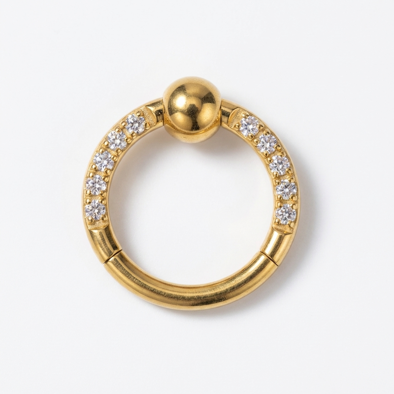 Piercing con zirconi e pallina in Titanio G23 - Piercing per Lobo, helix, daith, septum
