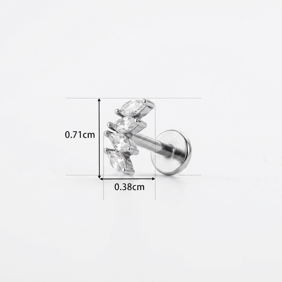 Barretta con quattro zirconi in Acciaio Chirurgico 316L - Piercing per orecchio