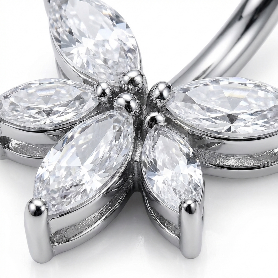 Piercing con zirconi in Titanio G23 - Piercing per ombelico