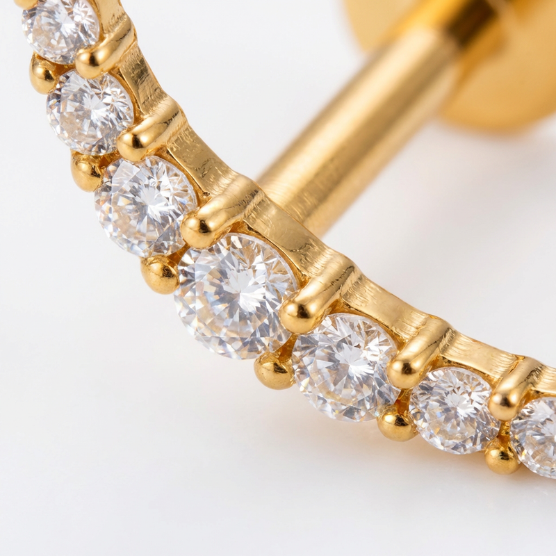 Barretta con arco zirconato in Acciaio Chirurgico 316L - Piercing per orecchio