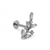 Piercing Ramo con Zirconi in Acciaio Chirurgico 316L