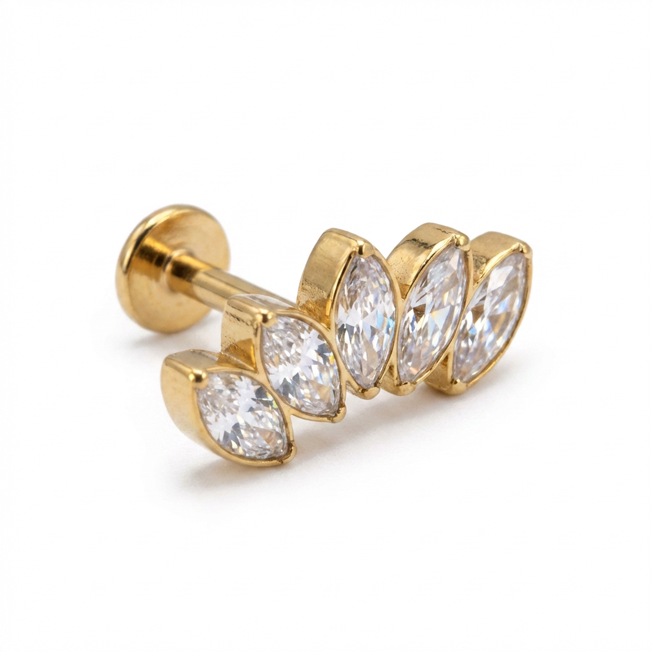 Piercing con petali di zirconi in Titanio G23 - Piercing per lobo, helix, forward helix, conch, flat, tragus