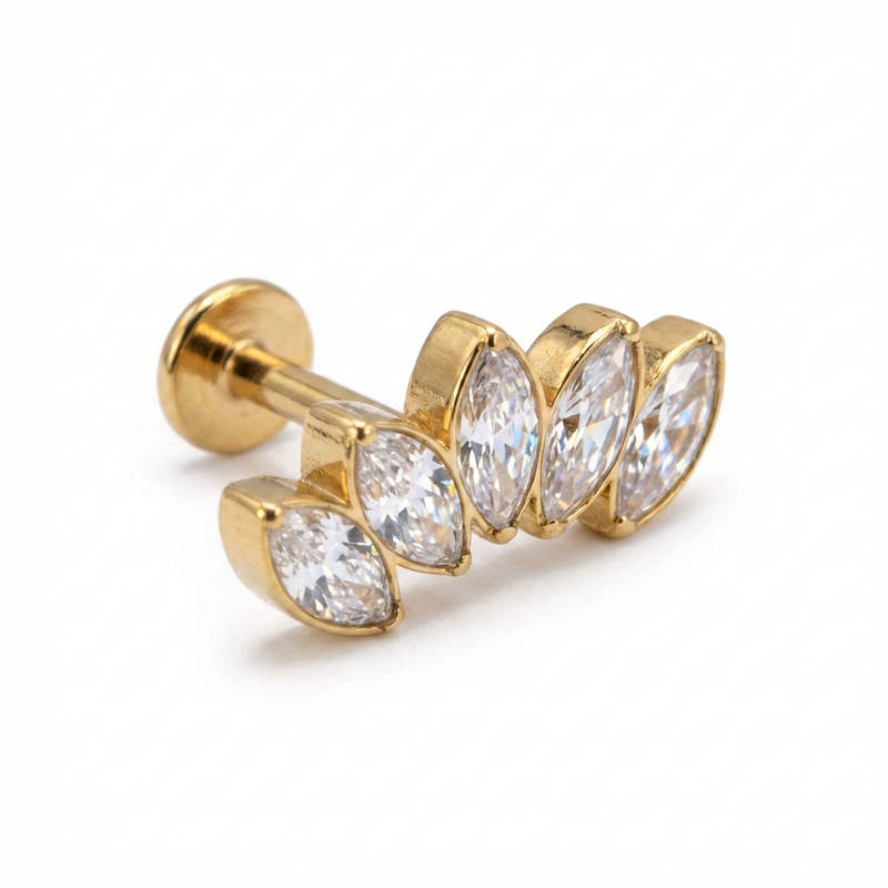 Piercing con petali di zirconi in Titanio G23 - Piercing per lobo, helix, forward helix, conch, flat, tragus
