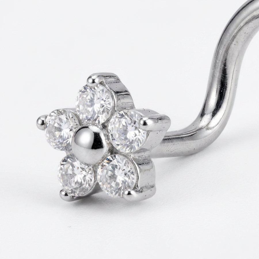 Piercing con fiore in Titanio - Piercing per naso