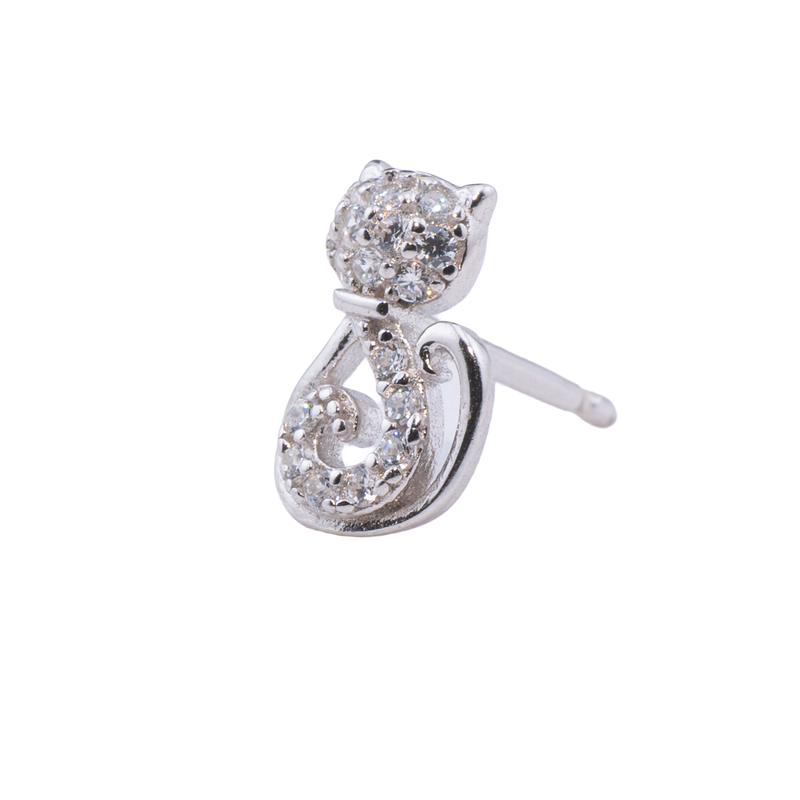 ORECCHINO CON GATTO ZIRCONATO