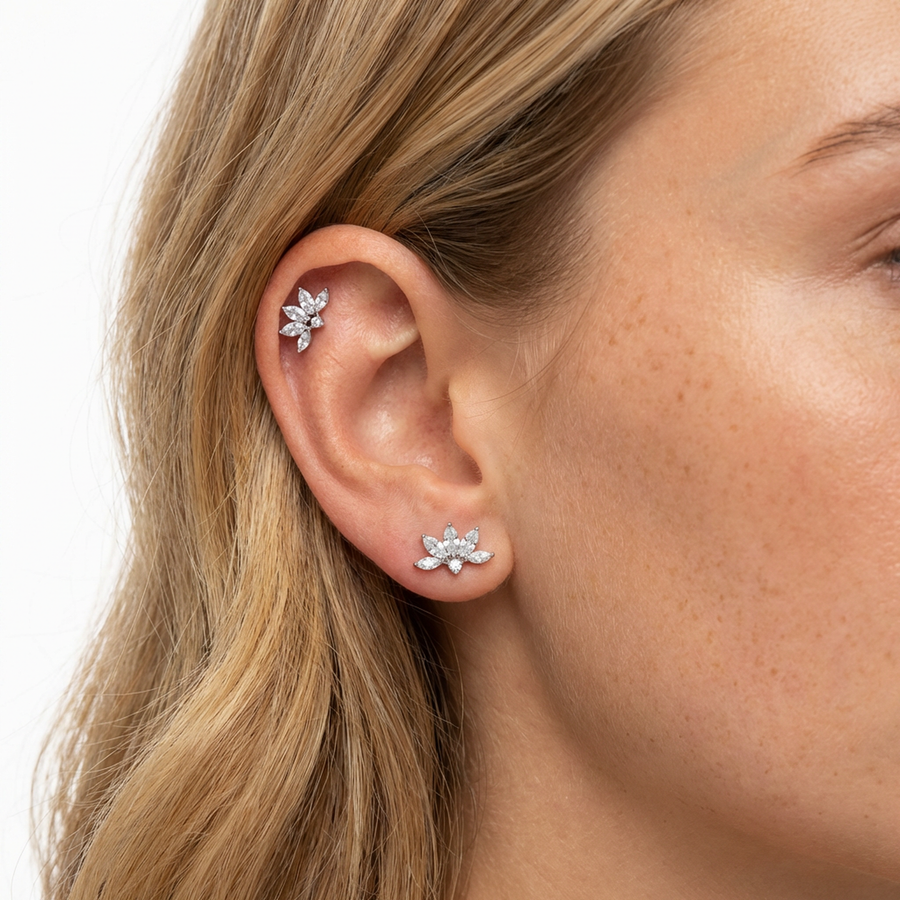 Piercing con zirconi in Titanio G23- Piercing per Lobo, helix, forward helix, conch, flat, tragus