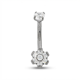 Piercing con fiore di zirconi in Titanio G23 - Piercing per Rook e Snug
