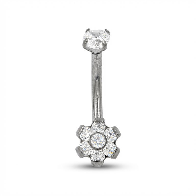 Piercing con fiore di zirconi in Titanio G23 - Piercing per Rook e Snug