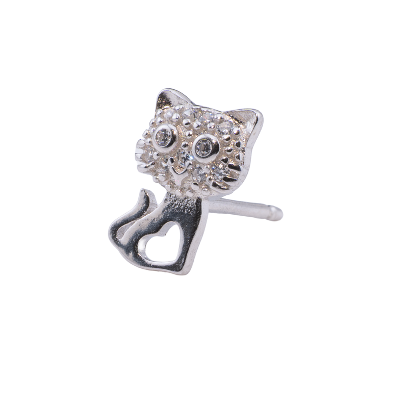ORECCHINO CON GATTO ZIRCONATO