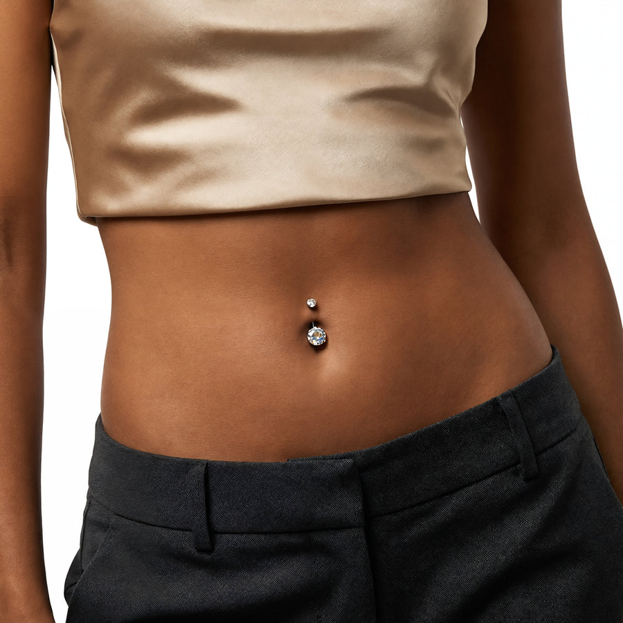 Piercing con zirconi in Titanio F136 - Piercing per ombelico