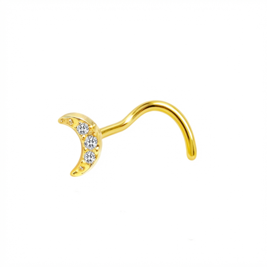 Piercing con luna di zirconi in Titanio G23- Piercing per naso