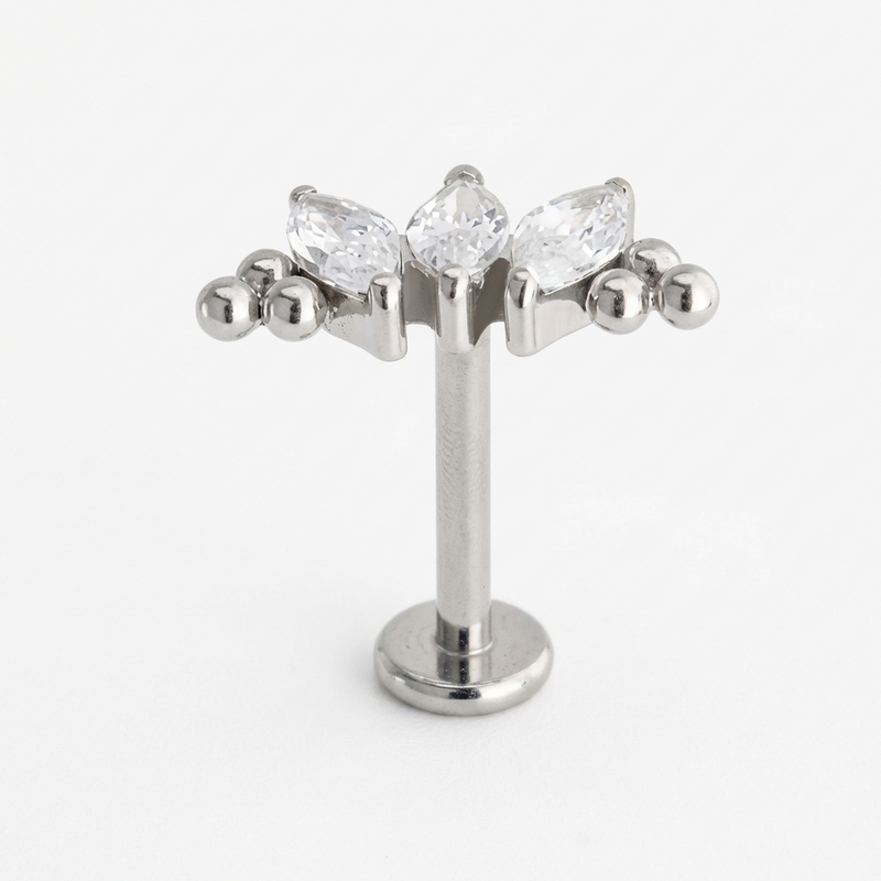 Piercing con zirconi in Titanio G23- Piercing per Lobo, helix, forward helix, conch, flat, tragus
