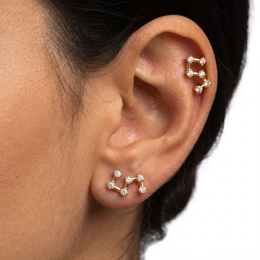 Piercing con zirconi in Titanio G23- Piercing per Lobo, helix, forward helix, conch, flat, tragus