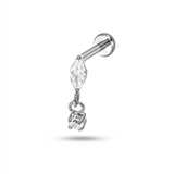 Piercing con goccia e zircone pendente in Titanio G23 - Piercing per lobo, helix, forward helix, flat