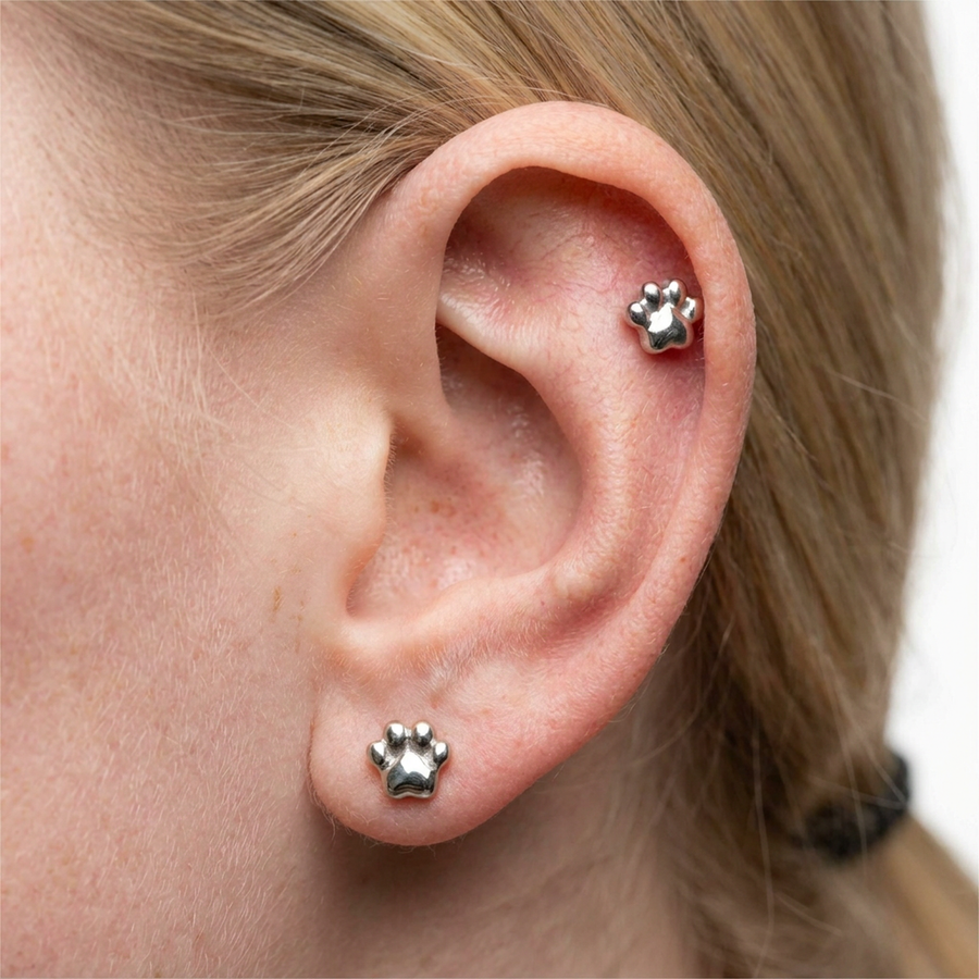 Barretta con zampetta in Titanio - Piercing per orecchio