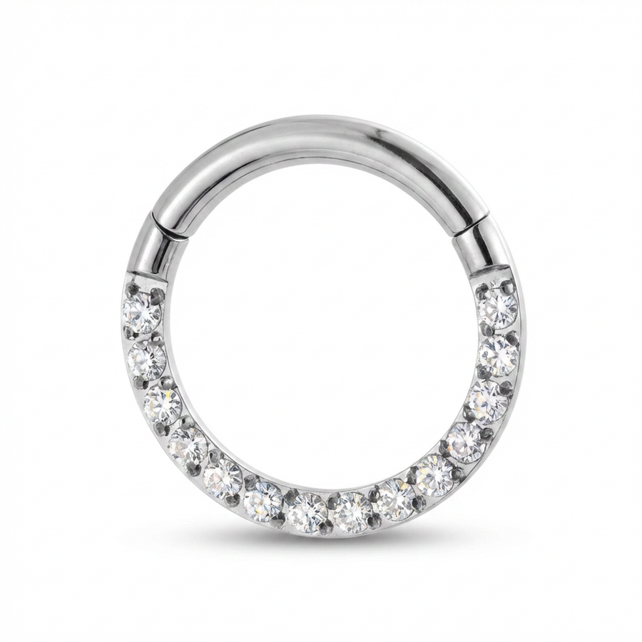 Cerchietto con brillantini in Titanio - Piercing per orecchio / naso