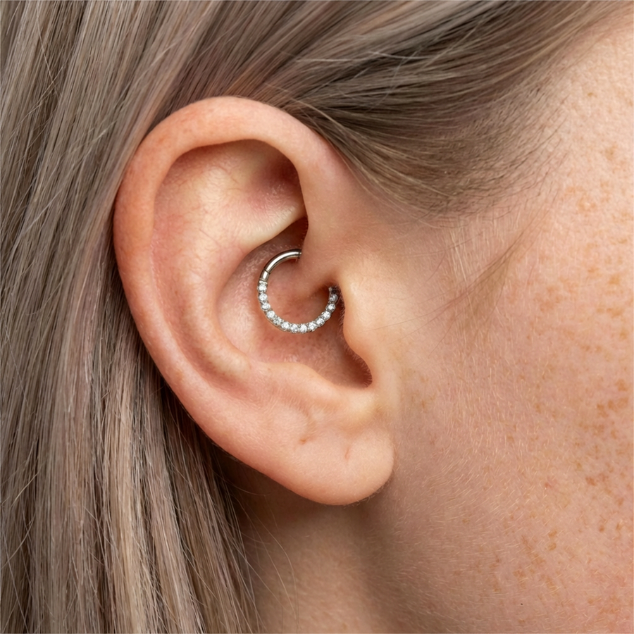 Cerchietto con brillantini in Titanio - Piercing per orecchio / naso