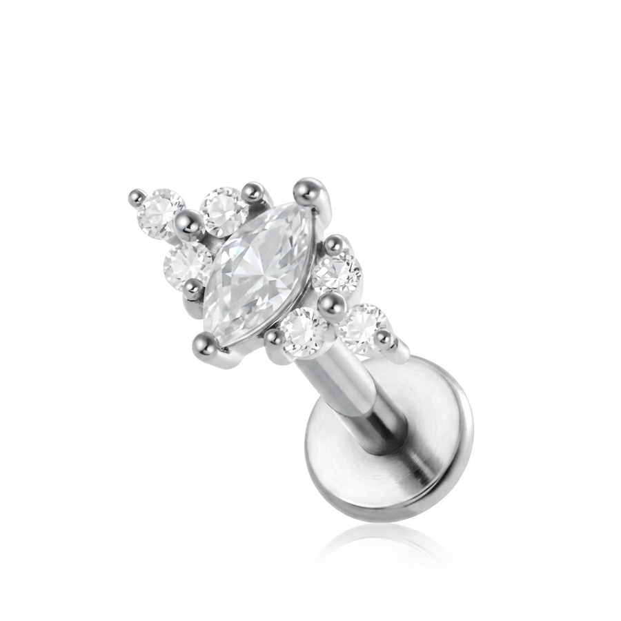 Barretta con zirconi in Acciaio Chirurgico 316L - Piercing per orecchio