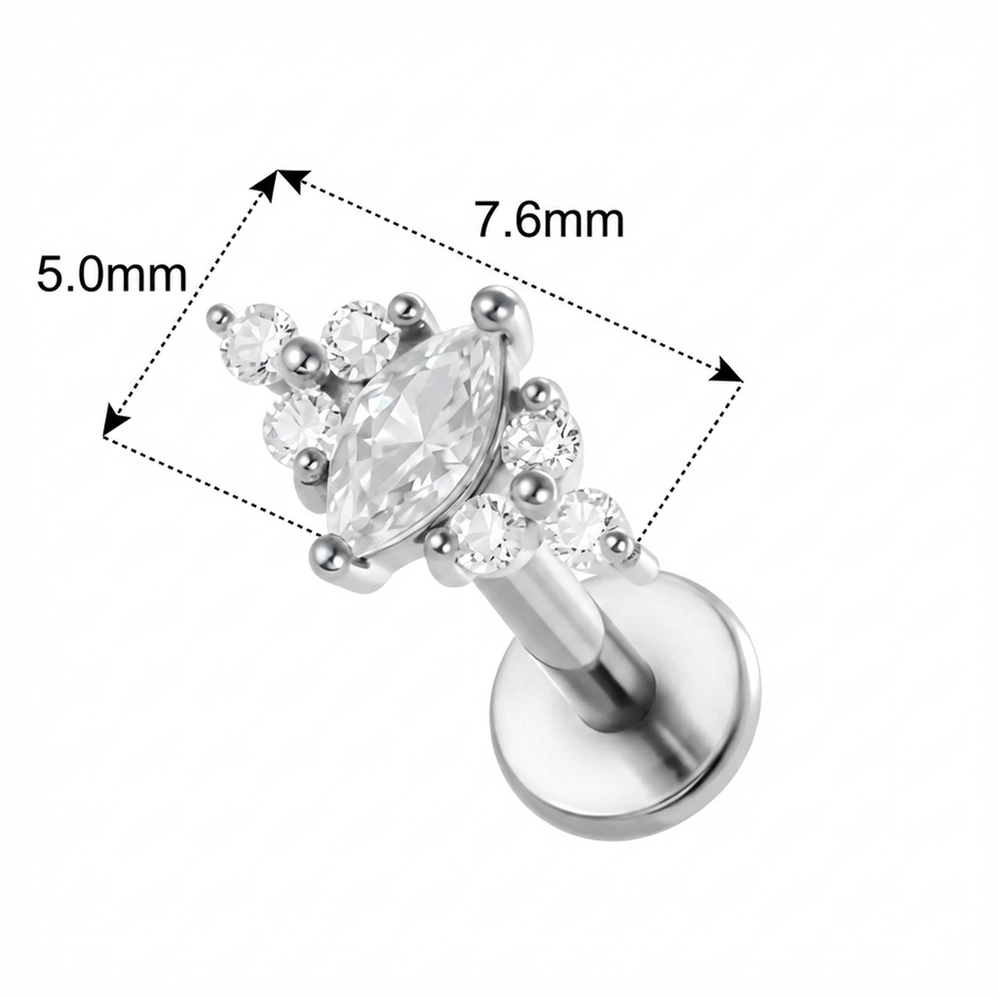Barretta con zirconi in Acciaio Chirurgico 316L - Piercing per orecchio