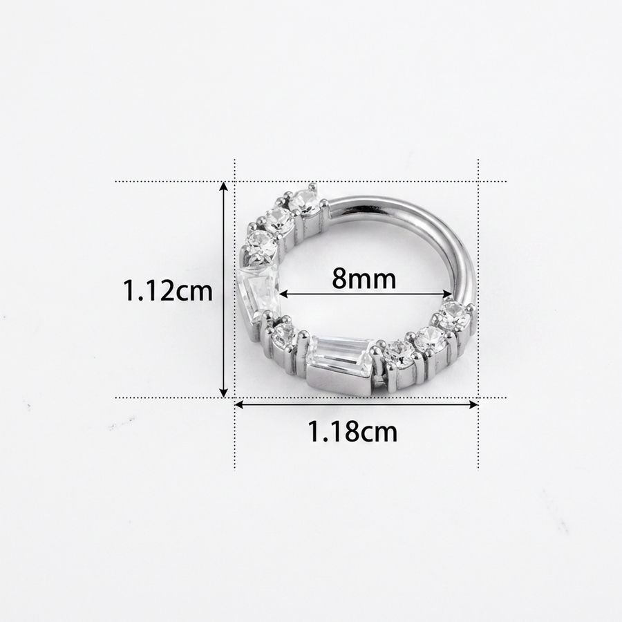 Cerchietto con zirconi in Acciaio Chirurgico 316L - Piercing per orecchio / naso