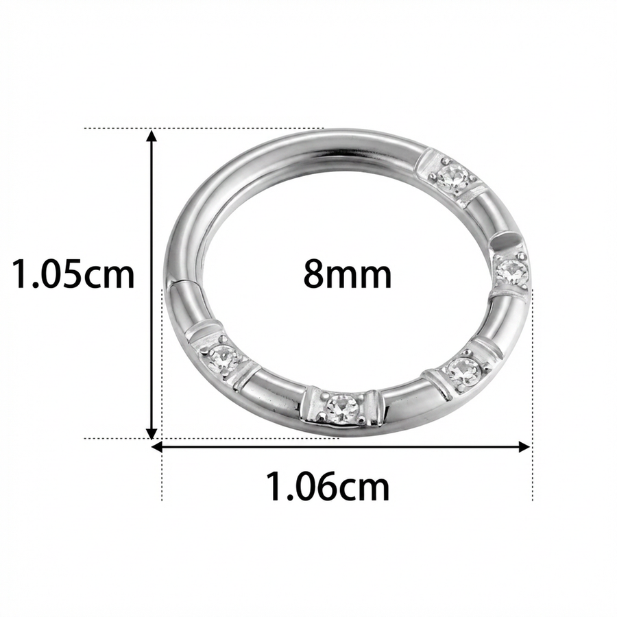 Cerchietto con zirconi in Acciaio Chirurgico 316L - Piercing per orecchio / naso