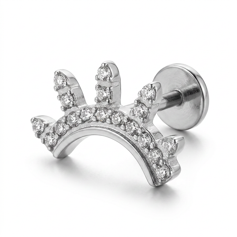 Barretta con corona di zirconi in Titanio - Piercing per orecchio