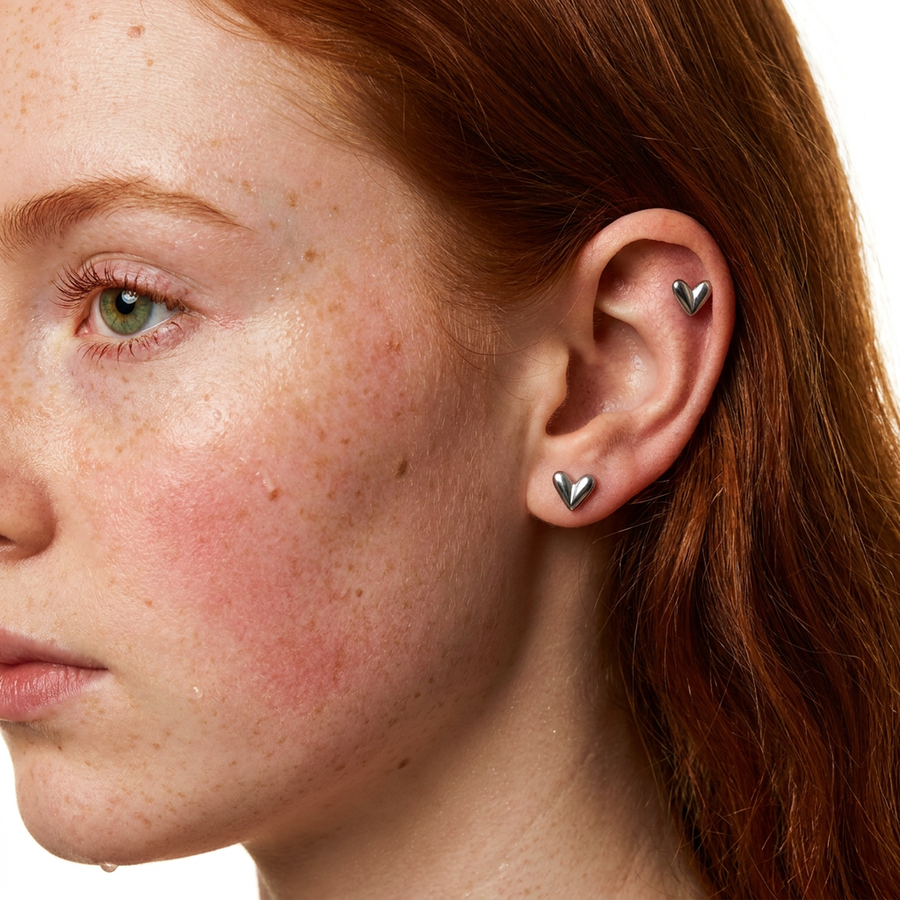 Barretta con cuore in Titanio - Piercing per orecchio