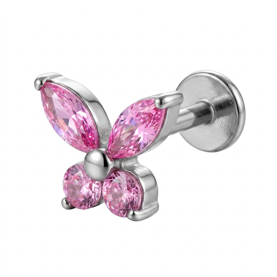Barretta con farfalla in Titanio - Piercing per orecchio