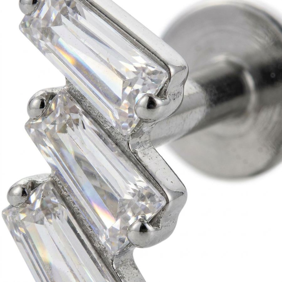 Barretta con zirconi in Titanio- Piercing per orecchio