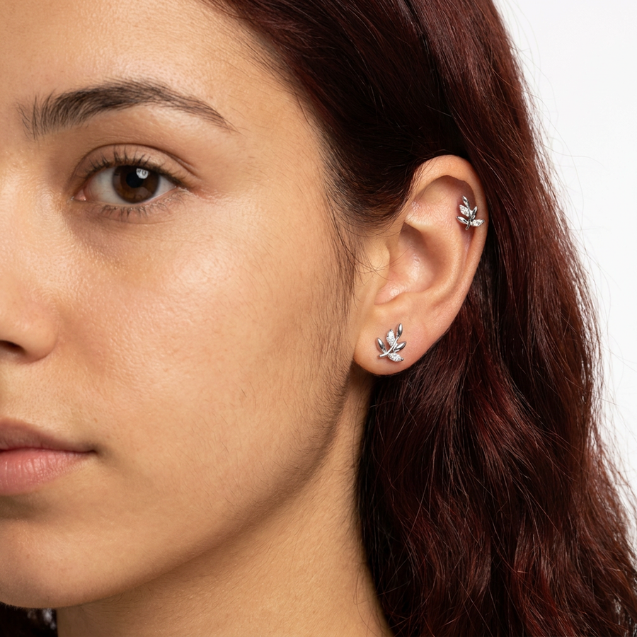 Barretta con ramoscello in Titanio - Piercing per orecchio