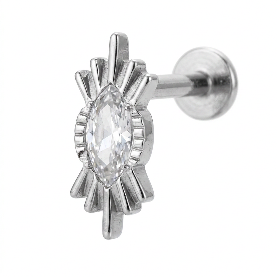 Barretta con zircone in Titanio - Piercing per orecchio