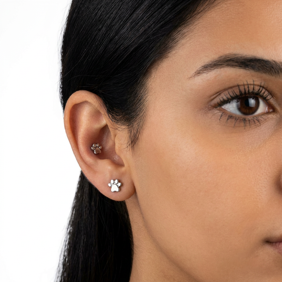 Barretta con zampetta in Titanio - Piercing per orecchio