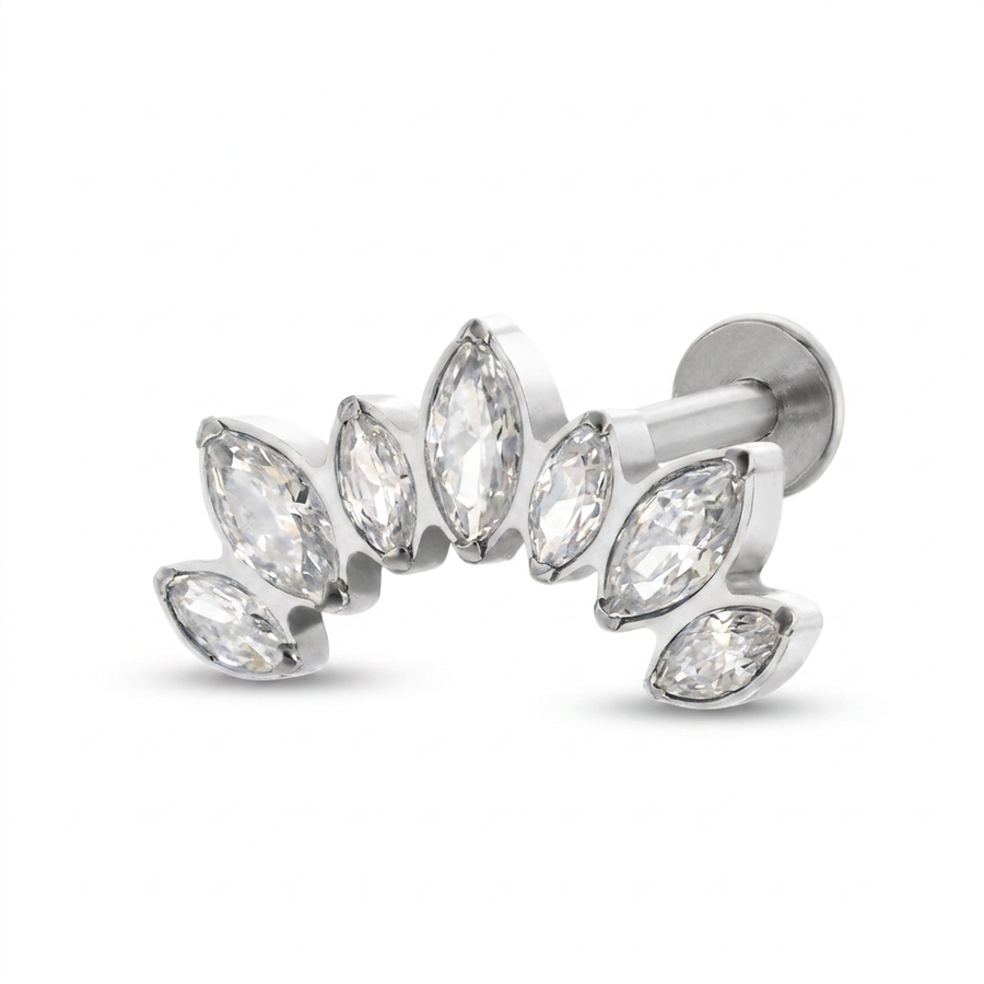 Barretta con corona di zirconi in Titanio - Piercing per orecchio