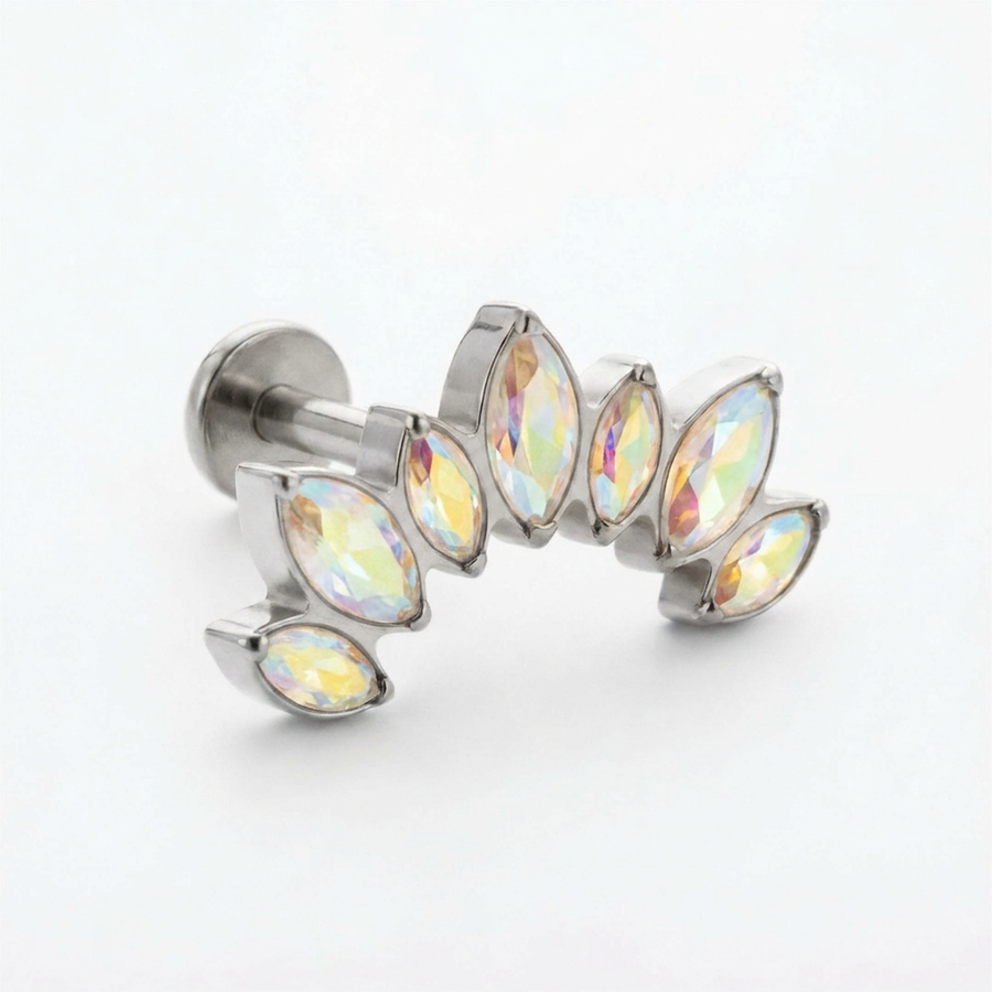 Barretta con corona di zirconi in Titanio - Piercing per orecchio